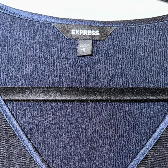 Express Blue Mesh V Neck Blouse - Picture 5 of 5